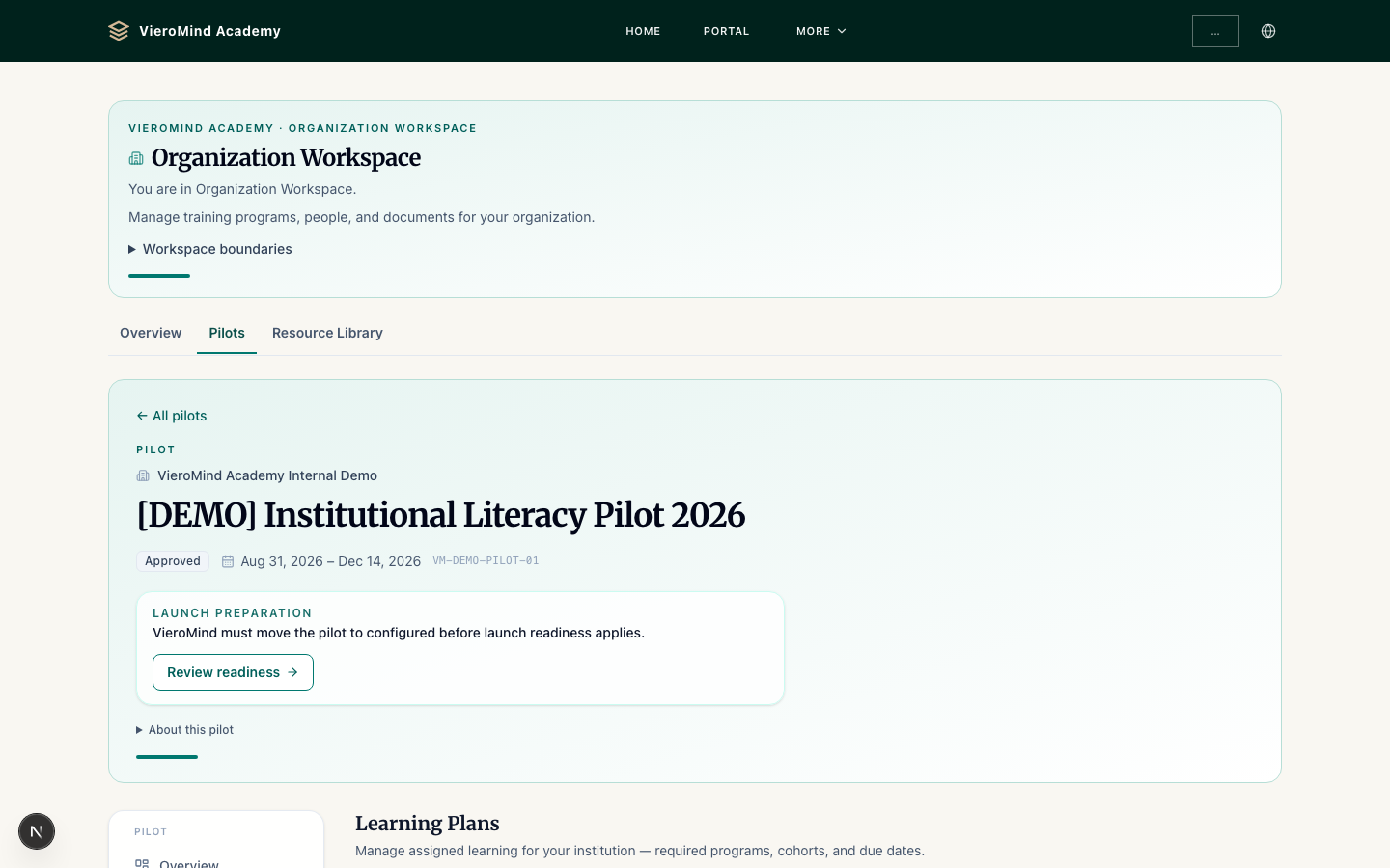 Learning Plans — required programmes, cohorts, and due dates